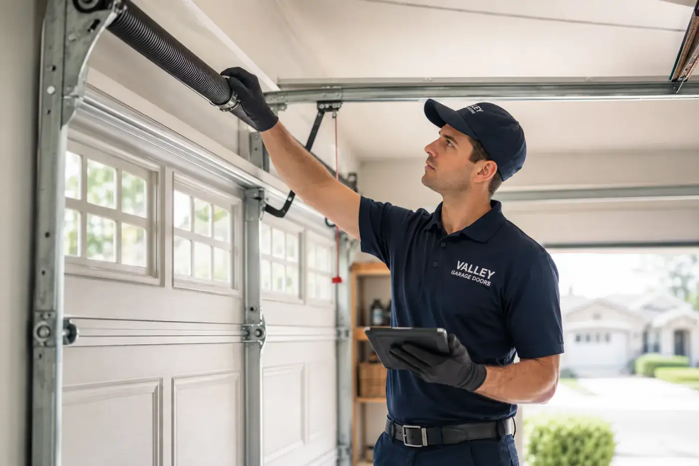 Garage door maintenance inspection in Orange County