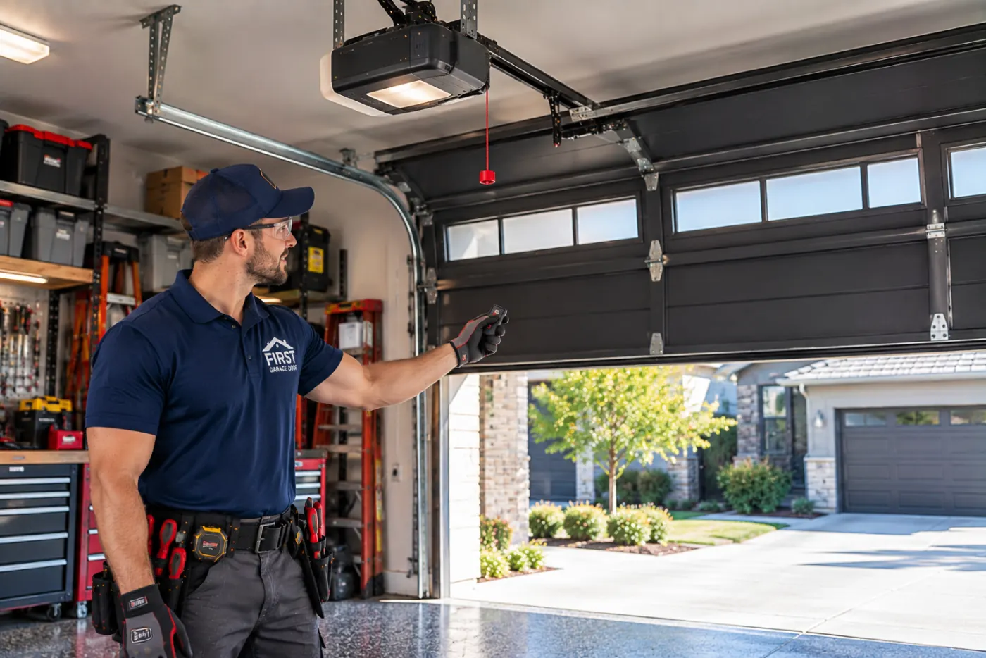 Testing garage door operation after motor replacement in Irvine, Los Angeles