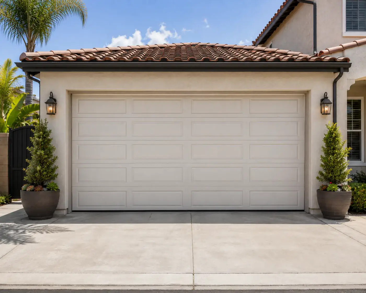 Completed residential garage door repair in Orange County